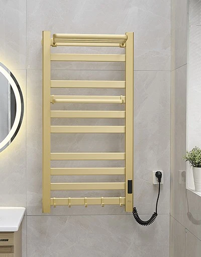 Golden Electric Towel Rack, Carbon Fiber Heated Bathroom And Toilet, Aluminum Alloy Bath Towel Drying Rack